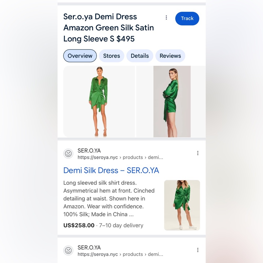 SER.O.YA Silk Midi Length Dress, deep green - Picture 15 of 16